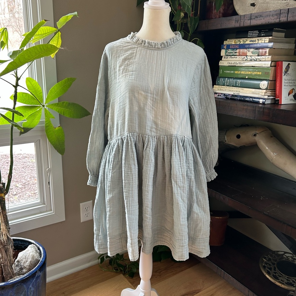 Light Blue Babydoll Long Sleeve Dress